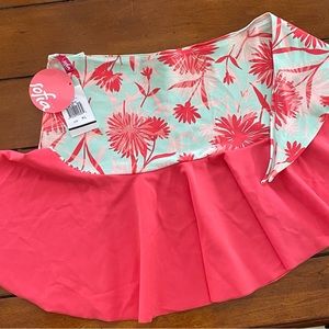 Sofia women’s swim side tie skirt sz M/L coral and mint green bloom